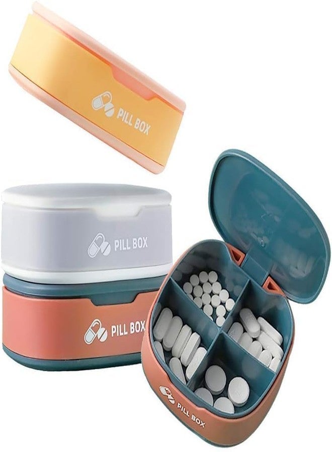Hidak Pill Case Portable Pill Box for Purse or Pocket, Daily Pill Container Small Pill Organizer with 4 Compartments for Outdoor Camping Traveling (Multi Color) - Image 1